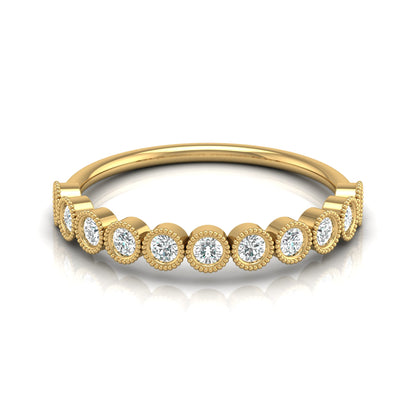 Bezel Set Round Shaped Diamond Band Ring Timeless Beauty At Great Price In 14K Solid gold
