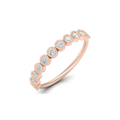 Bezel Set Round Shaped Diamond Band Ring Timeless Beauty At Great Price In 14K Solid gold