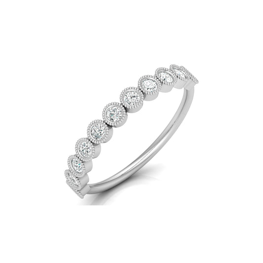Bezel Set Round Shaped Diamond Band Ring Timeless Beauty At Great Price In 14K Solid gold