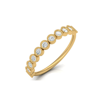 Bezel Set Round Shaped Diamond Band Ring Timeless Beauty At Great Price In 14K Solid gold