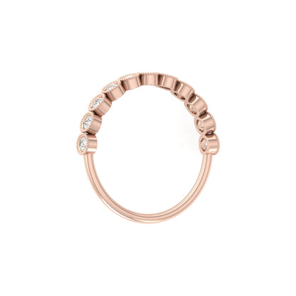 Bezel Set Round Shaped Diamond Band Ring Timeless Beauty At Great Price In 14K Solid gold