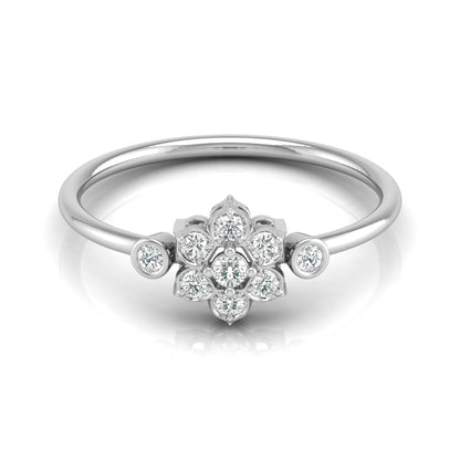 0.14 CT Round Cut Bezel Set Floral Wedding Ring Nature-Inspired Jewelry For Women's