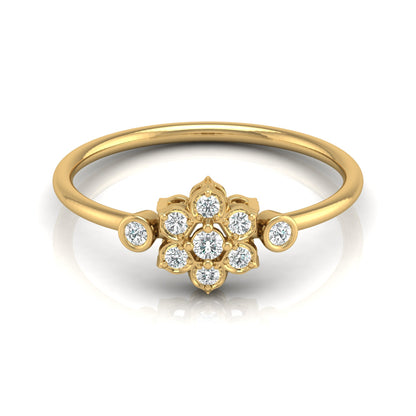 0.14 CT Round Cut Bezel Set Floral Wedding Ring Nature-Inspired Jewelry For Women's