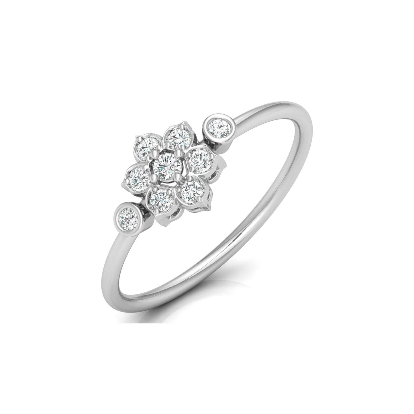 0.14 CT Round Cut Bezel Set Floral Wedding Ring Nature-Inspired Jewelry For Women's