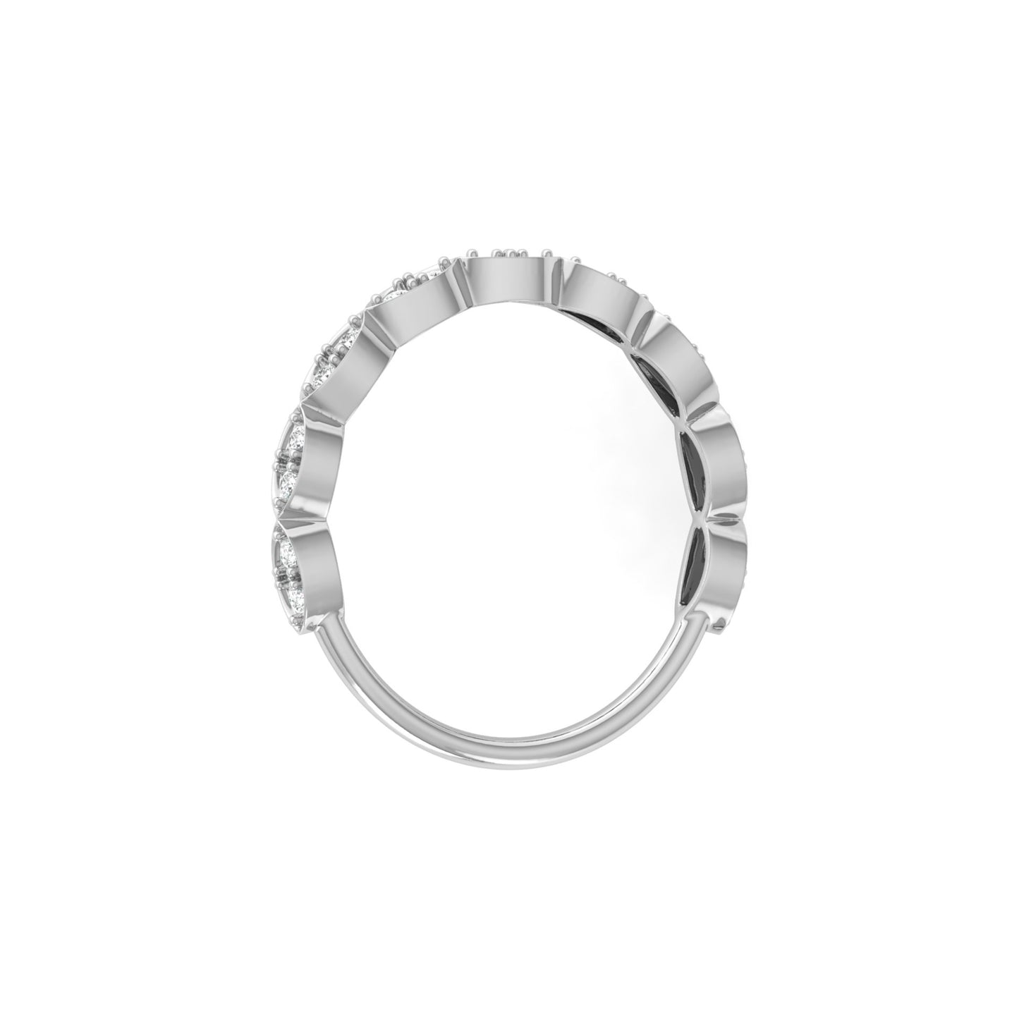 Half Round Eternity Band For Her In 14 KT Gold Stylish And Lightweight Jewelry