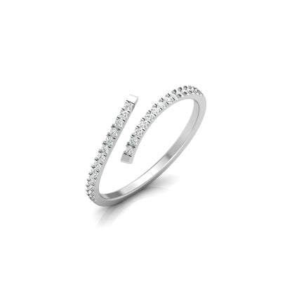 Bypass Round Diamond Band Ring Unique Curved Design for Modern Women in 10KT Gold Lab-Grown or Natural