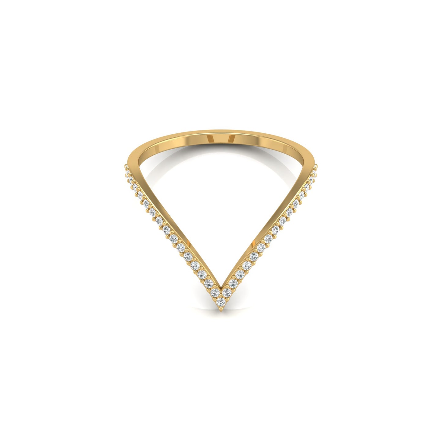 Minimalist V-Shaped Round Diamond Bridal Band Ring For Her In 18K  Gold Lab-Grown or Natural