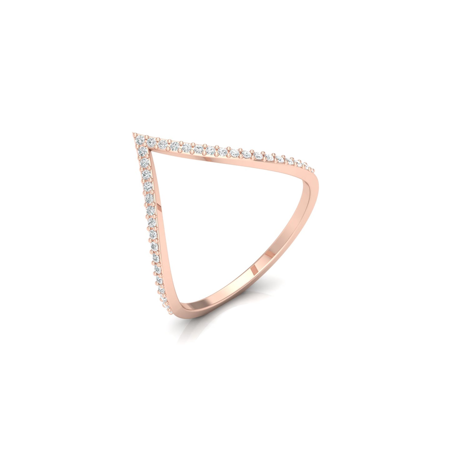 Minimalist V-Shaped Round Diamond Bridal Band Ring For Her In 18K  Gold Lab-Grown or Natural