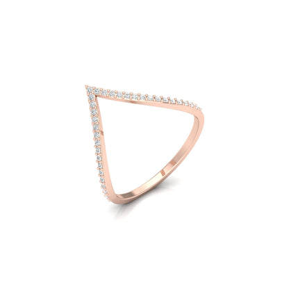 Minimalist V-Shaped Round Diamond Bridal Band Ring For Her In 18K  Gold Lab-Grown or Natural