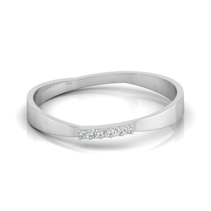 Round Cut Diamond Wedding Band Ring Natural Flow Design For Her 14K Solid Gold