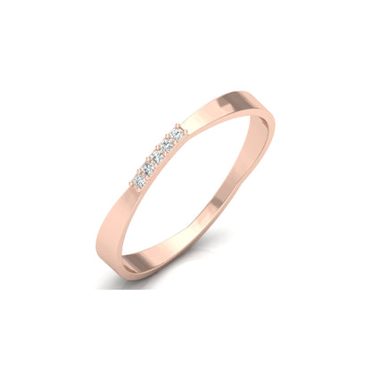 Round Cut Diamond Wedding Band Ring Natural Flow Design For Her 14K Solid Gold