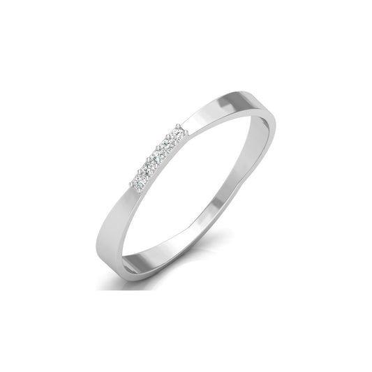 Round Cut Diamond Wedding Band Ring Natural Flow Design For Her 14K Solid Gold