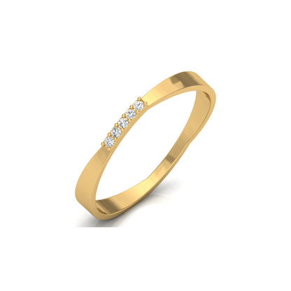 Round Cut Diamond Wedding Band Ring Natural Flow Design For Her 14K Solid Gold