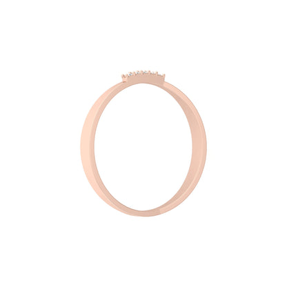 Round Cut Diamond Wedding Band Ring Natural Flow Design For Her 14K Solid Gold