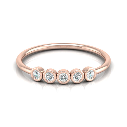 0.15 CT Bezel Set Round Diamond Engagement Ring for Her In 14KT Gold Plated Minimalist Style Lab Grown or Natural