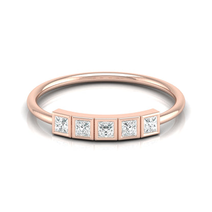 Princess Cut 5 Stone Diamond Wedding Ring Budget Friendly Band Ring In Natural Or Labgerown