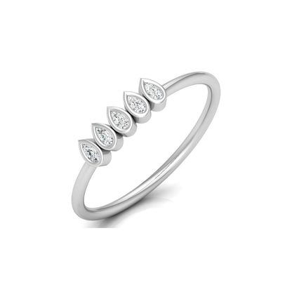 5 Stone Pear Cut Bezel Set Diamond Wedding Ring in 14KT Gold Lab Grown or Natural for Her