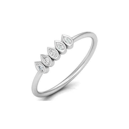 5 Stone Pear Cut Bezel Set Diamond Wedding Ring in 14KT Gold Lab Grown or Natural for Her