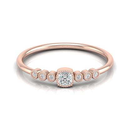 14K Solid Gold Cushion And Round Diamond Ring Cushion Cut Art Deco Engagement Ring