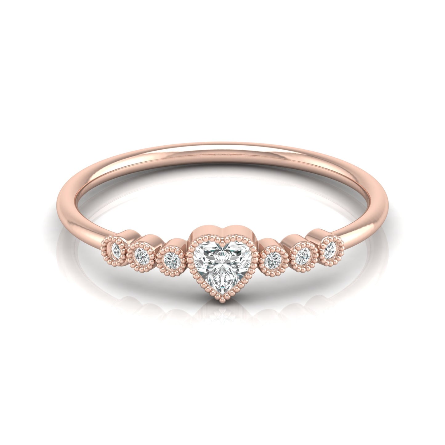Unique 0.19 CT Heart Cut Labgrown Diamond Engagement Ring Set In 14 KT Gold Perfect Anniversary Gift