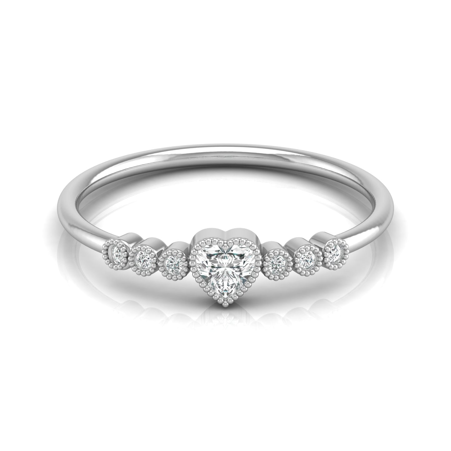 Unique 0.19 CT Heart Cut Labgrown Diamond Engagement Ring Set In 14 KT Gold Perfect Anniversary Gift
