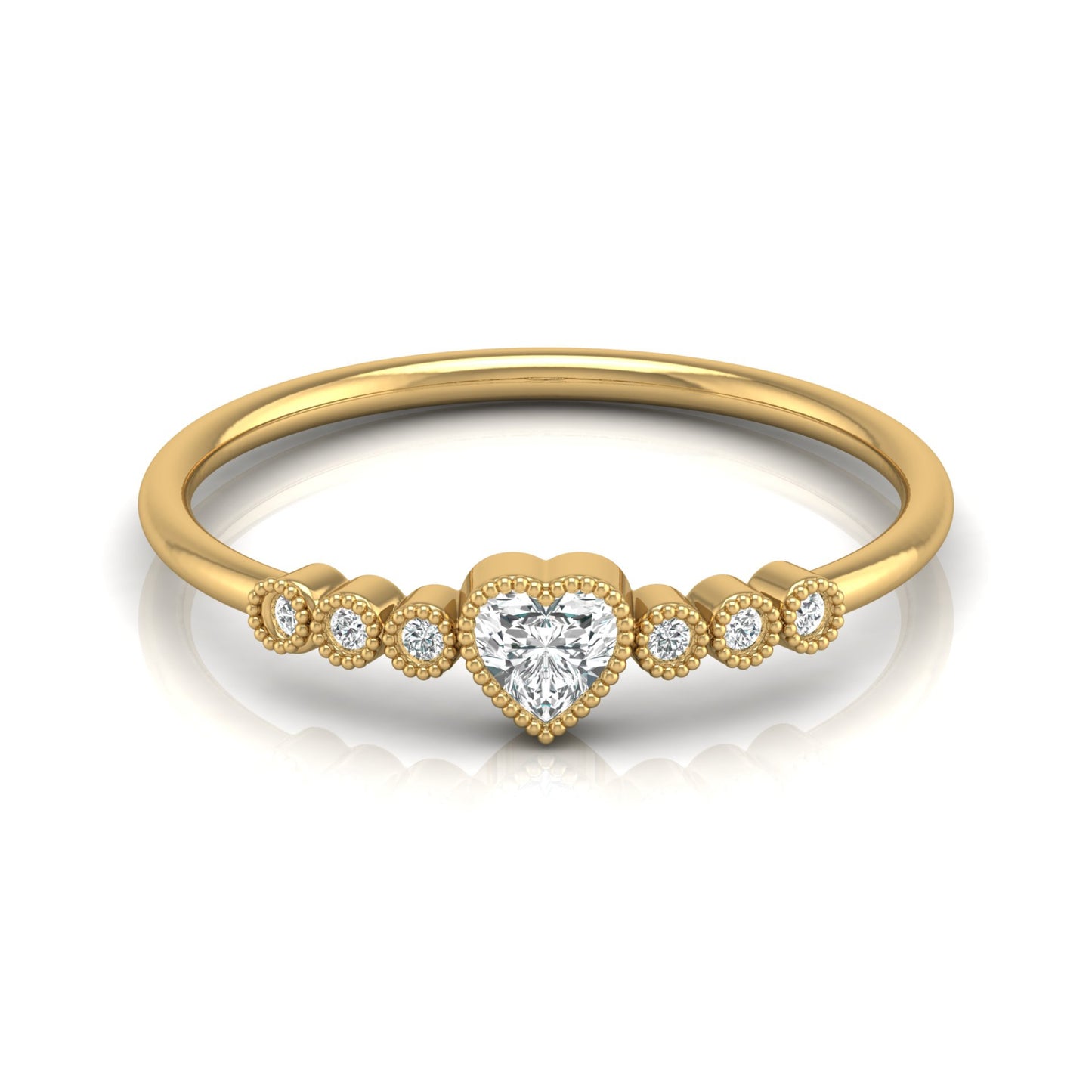 Unique 0.19 CT Heart Cut Labgrown Diamond Engagement Ring Set In 14 KT Gold Perfect Anniversary Gift