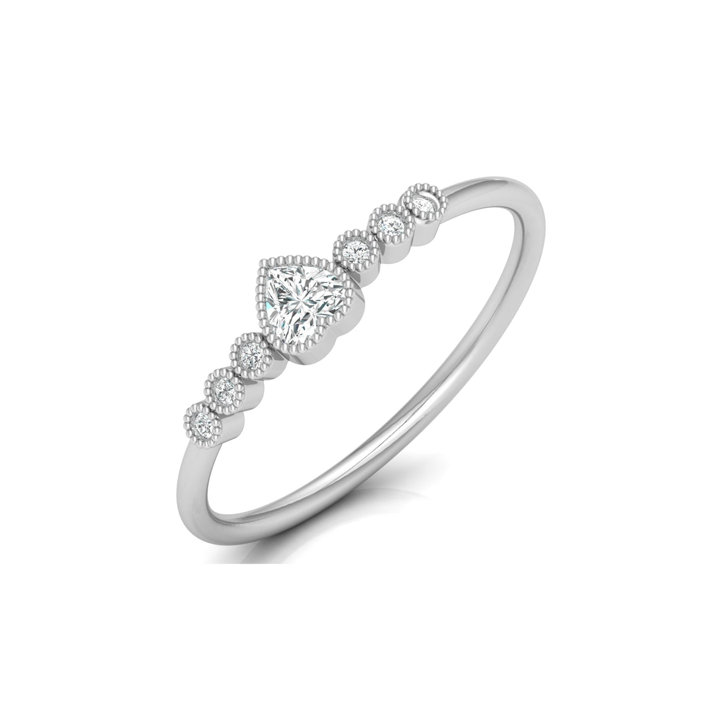 Unique 0.19 CT Heart Cut Labgrown Diamond Engagement Ring Set In 14 KT Gold Perfect Anniversary Gift