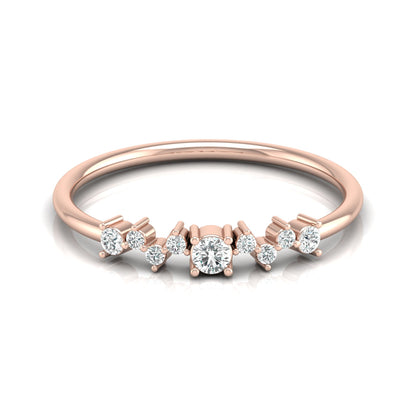 14Kt Solid Gold Diamond Ring for Women's Minimalist Daily Wear Band with Round-Cut Diamonds