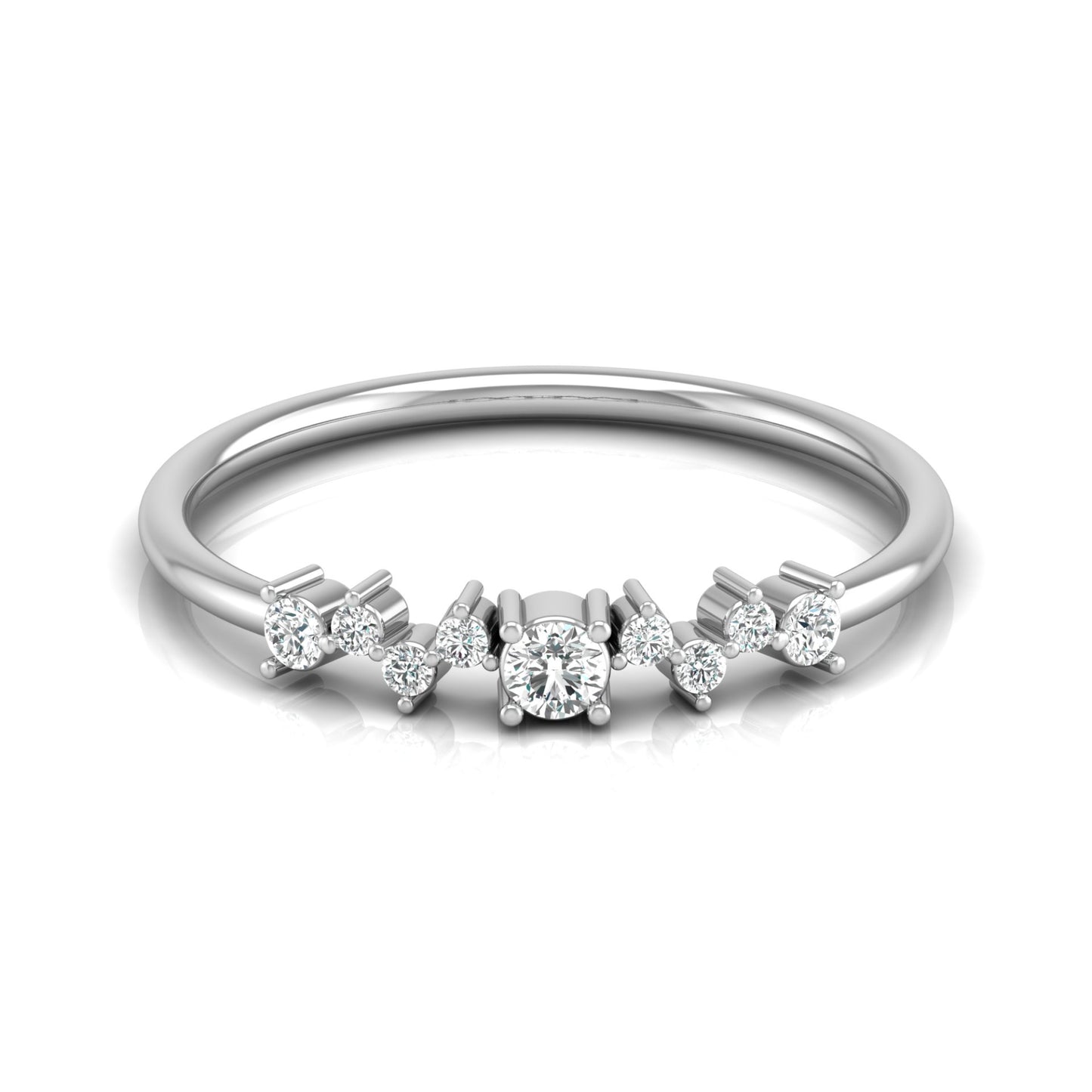 14Kt Solid Gold Diamond Ring for Women's Minimalist Daily Wear Band with Round-Cut Diamonds