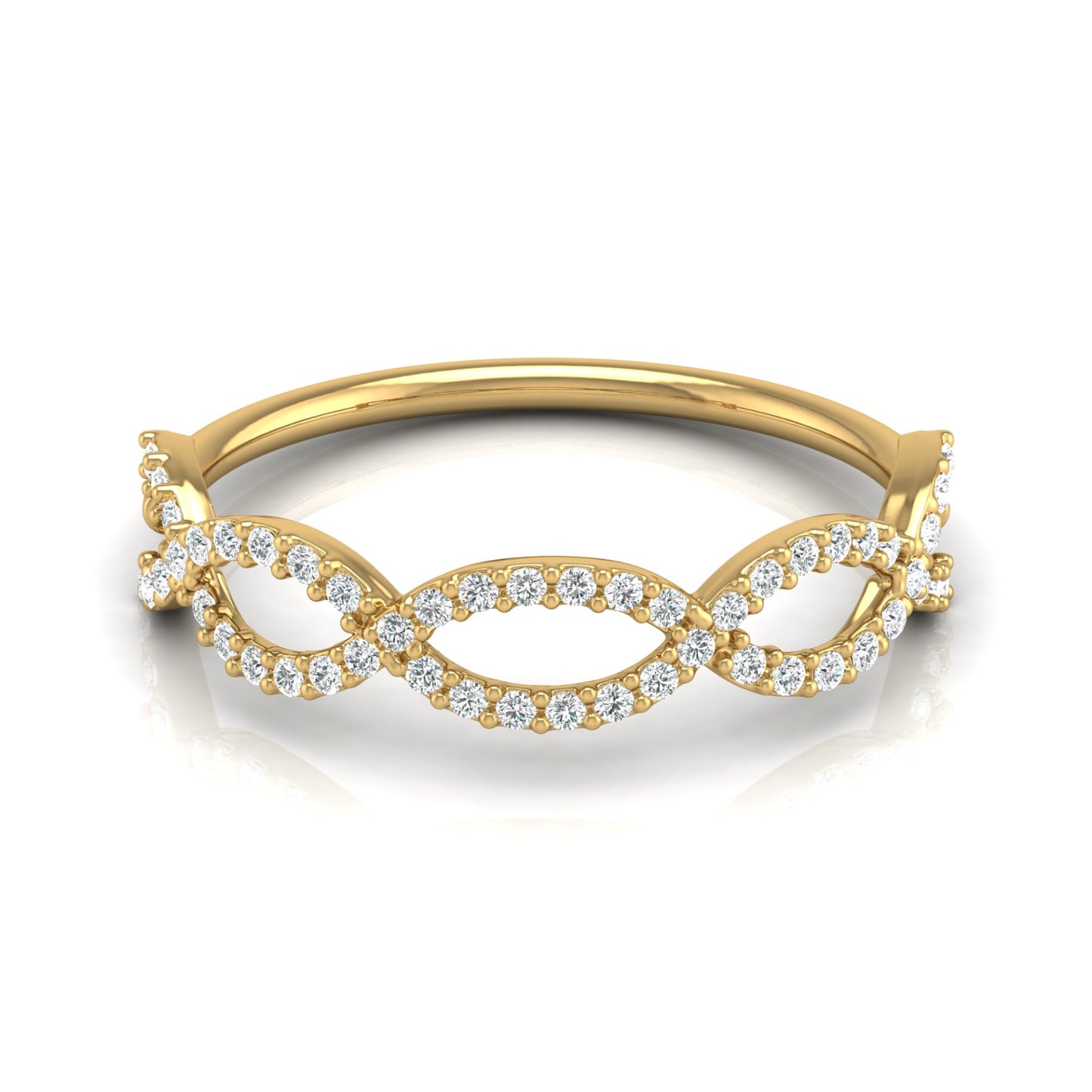 Trending Infinity Twisted Wedding Band Ring VS Clarity Lab Grown Diamond Half Eternity Band in 14KT Gold