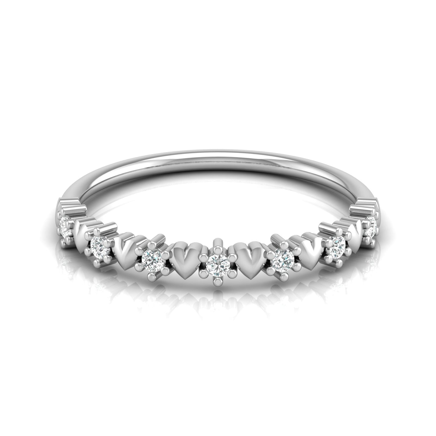 Elegant Round Diamond Eternity Multi-Heart Love Band Ring Minimalist Dainty Stacking Ring Gift for Her