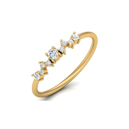 14Kt Solid Gold Diamond Ring for Women's Minimalist Daily Wear Band with Round-Cut Diamonds