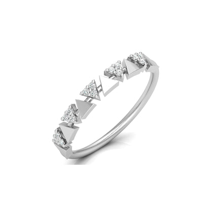 14K Solid Gold Triangle Diamond Wedding Band Alternating Diamond Band Ring For Women