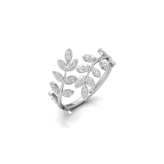 Leaf Diamond Ring In 18K Gold Nature-Inspired Statement Ring For the One You Love