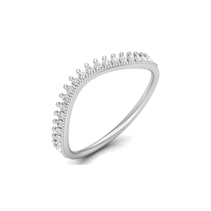 V-Shaped Diamond Band Ring 22 Stone Curved Design For Stacking Or Bridal Set