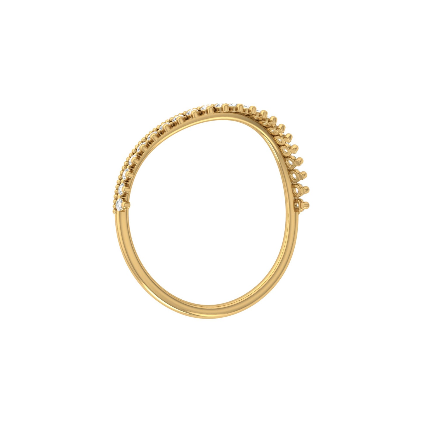 V-Shaped Diamond Band Ring 22 Stone Curved Design For Stacking Or Bridal Set