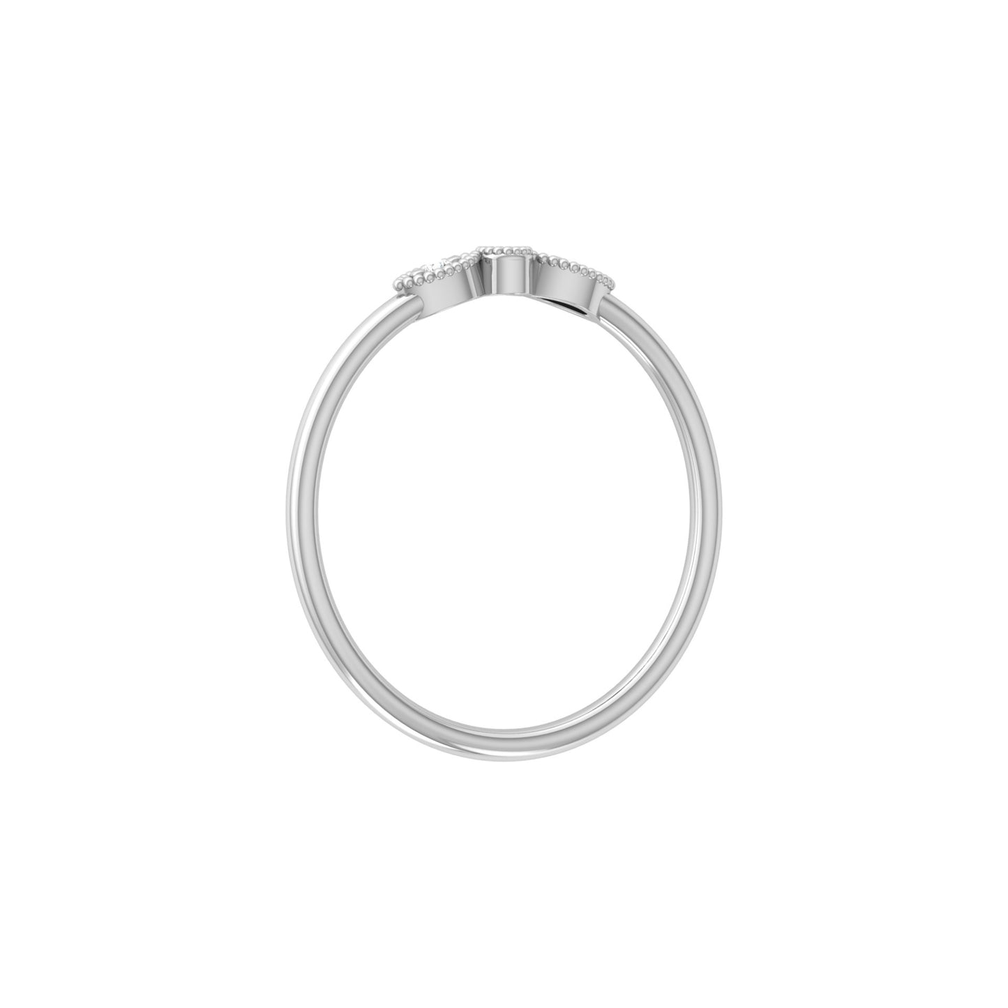 Three-Stone Diamond Ring in 14K Solid Gold Minimalist Real Diamond Band for Everyday Wear
