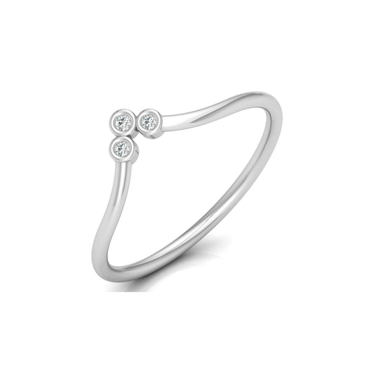 Dainty V-Shape Diamond Ring In 14K Solid White Gold Minimalist & Elegant Stackable Band