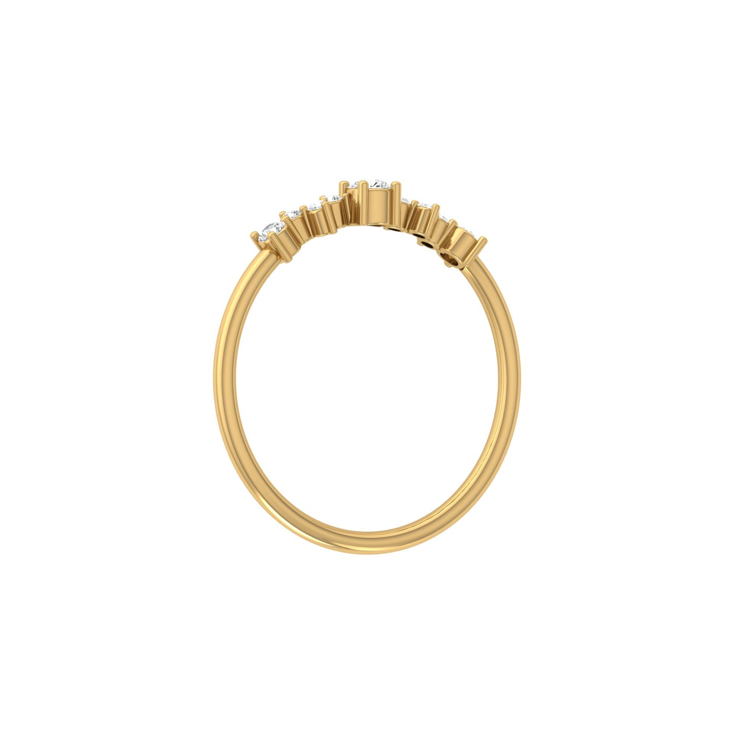 14Kt Solid Gold Diamond Ring for Women's Minimalist Daily Wear Band with Round-Cut Diamonds
