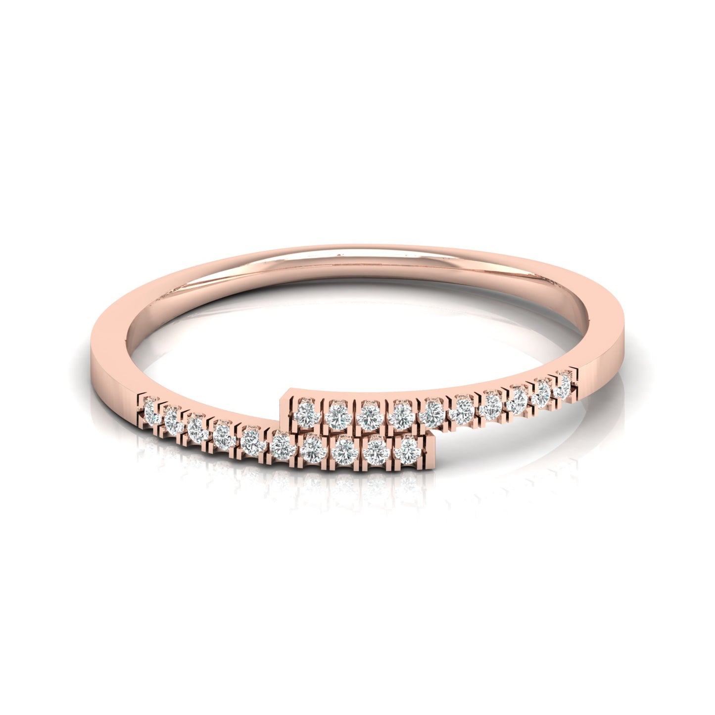 14 KT Solid Gold Light Weight Round Wedding Diamond Ring Stylish & Practical For Women's