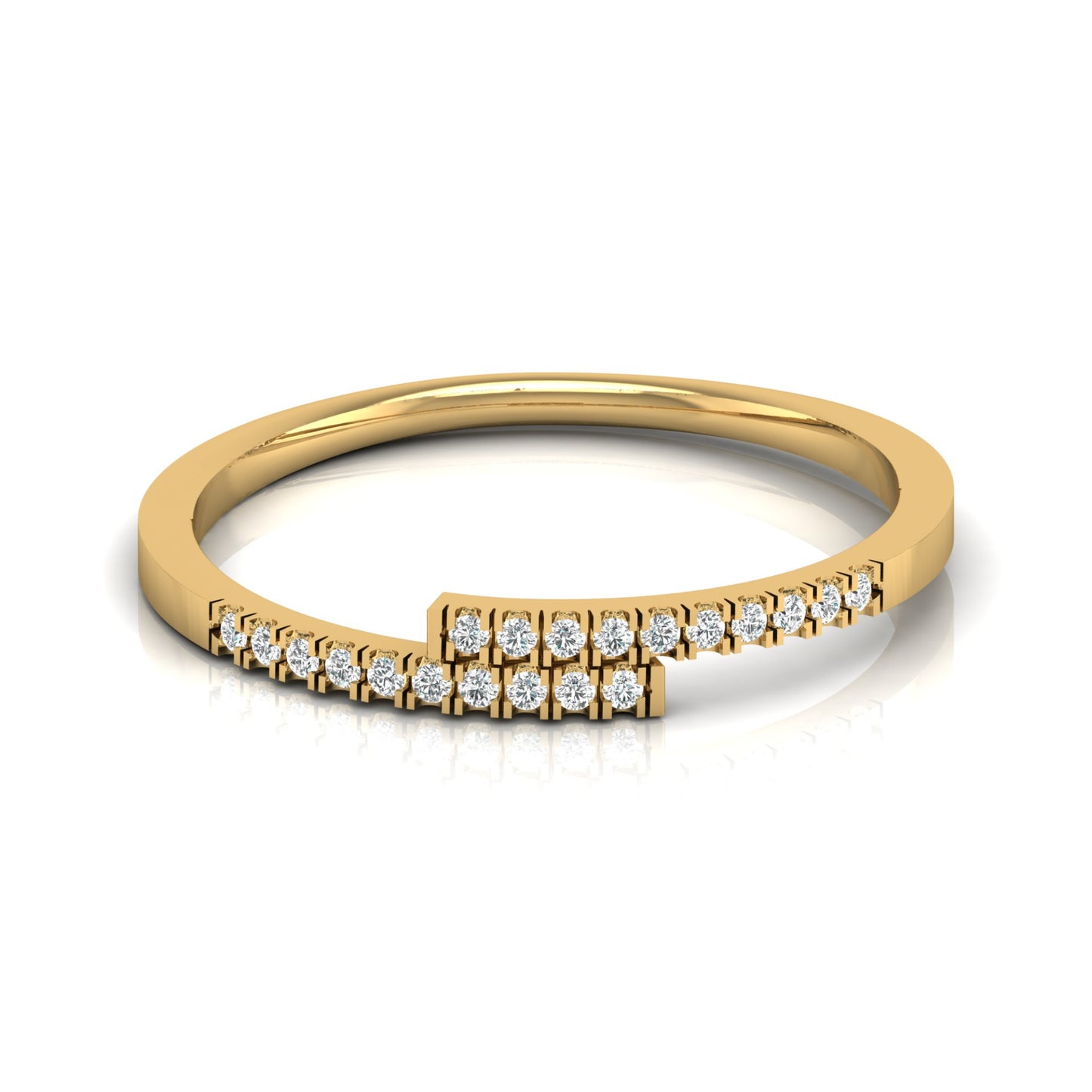 14 KT Solid Gold Light Weight Round Wedding Diamond Ring Stylish & Practical For Women's