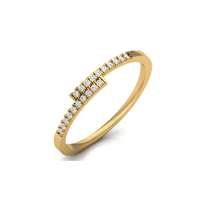 14 KT Solid Gold Light Weight Round Wedding Diamond Ring Stylish & Practical For Women's