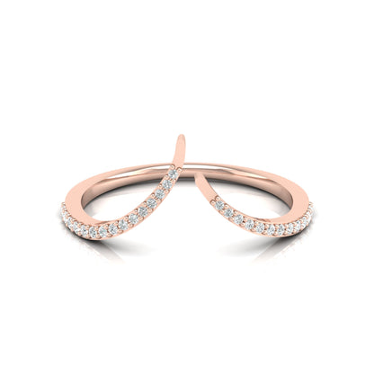 Elegant Round Open-Ended Pave Diamond Band Ring 10KT Solid Gold Minimalist Band For Women