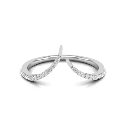 Elegant Round Open-Ended Pave Diamond Band Ring 10KT Solid Gold Minimalist Band For Women