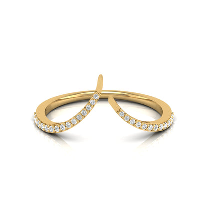 Elegant Round Open-Ended Pave Diamond Band Ring 10KT Solid Gold Minimalist Band For Women