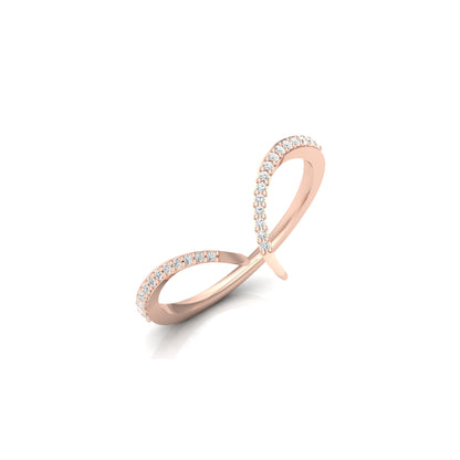 Elegant Round Open-Ended Pave Diamond Band Ring 10KT Solid Gold Minimalist Band For Women