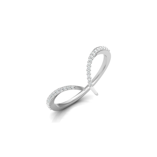 Elegant Round Open-Ended Pave Diamond Band Ring 10KT Solid Gold Minimalist Band For Women