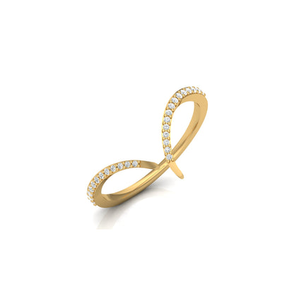 Elegant Round Open-Ended Pave Diamond Band Ring 10KT Solid Gold Minimalist Band For Women