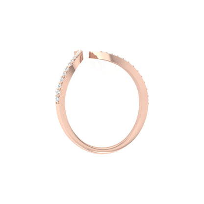 Elegant Round Open-Ended Pave Diamond Band Ring 10KT Solid Gold Minimalist Band For Women