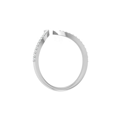 Elegant Round Open-Ended Pave Diamond Band Ring 10KT Solid Gold Minimalist Band For Women